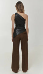 Black one-shoulder peplum top