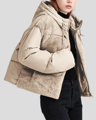 Puffer jacket with textured front, boxy short fit