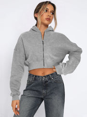 Cropped zip hoodie with hood