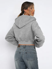 Cropped zip hoodie with hood