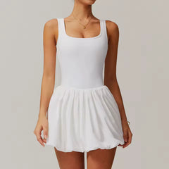 Sleeveless dress with balloon skirt