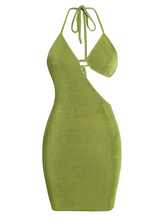 Asymmetrical backless mini dress