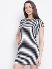 Black/white striped mini t-shirt dress