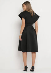 Wrap dress with wide sleeves and belt