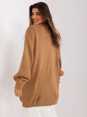 Brown oversized cardigan with buttons at the front