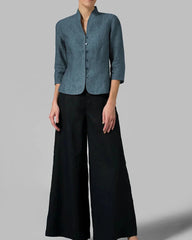 Tailored blazer with stand-up collar and 3/4 sleeves