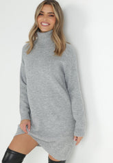 High neck knitted sweater dress