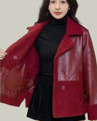 Short jacket with contrast panel and wide collar