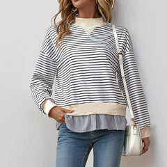Black and white striped sweatshirt with beige details