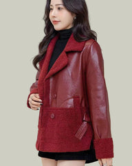 Short jacket with contrast panel and wide collar
