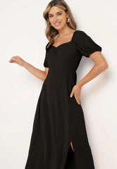 Long dress with puffed sleeves