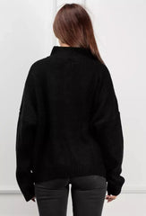 Black oversized sweater with zipper