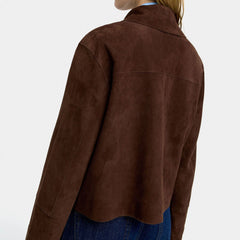 Short boxy jacket with patch pockets