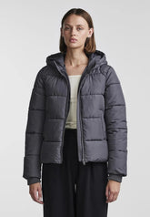 Puffer jacket with hood and zip pockets