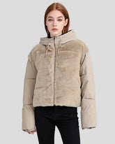 Puffer jacket with textured front, boxy short fit