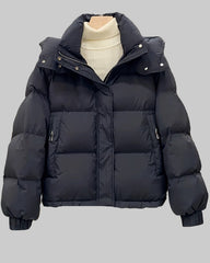 High-collar short puffer jacket
