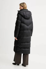 Black long puffer jacket with hood