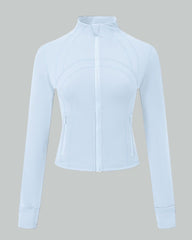 Fitted zip jacket with high collar
