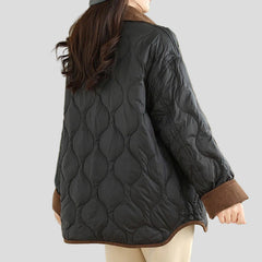 Quilted jacket with contrast collar and patch pockets