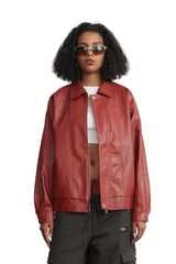 Red oversized jacket with zipper