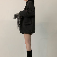 Oversized long blazer with pocket flaps