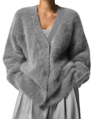 Oversized cardigan with buttons and long sleeves