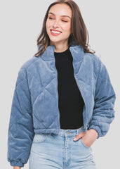Padded corduroy jacket with high collar