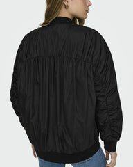 Black oversized bomber jacket with ribbed edges