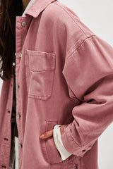 Oversized shirt jacket with chest pockets