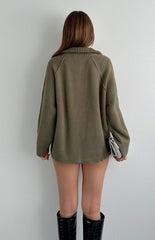 Oversized zip cardigan with high collar