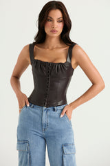 Choklad eco läderkorsett