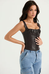 Choklad eco läderkorsett