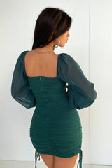 Green dress with transparent sleeves
