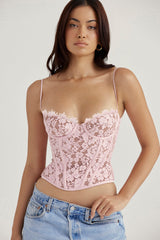 Korsett med rosa spetsar