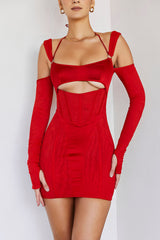 Red cutout bodycon dress