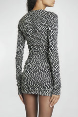 Long sleeve polka dot mini dress