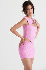 Rosa utskuren korsett med minikjol