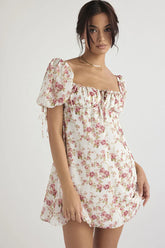 White babydoll dress with pink flowers