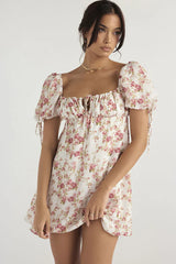 White babydoll dress with pink flowers