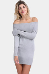 Light gray off-the-shoulder knit dress