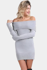 Light gray off-the-shoulder knit dress