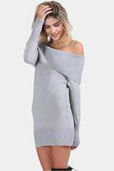 Light gray off-the-shoulder knit dress