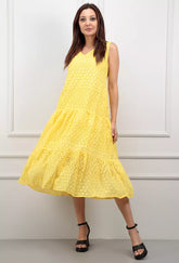 Yellow embroidered summer dress