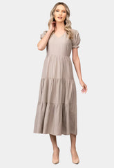 Timeless midi dress with layered skirt