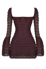 Långärmad miniklänning med volanger