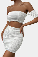 Off-the-shoulder ruched set