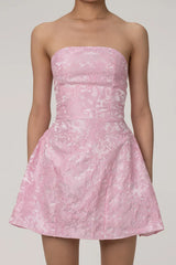 Jacquard strapless mini dress