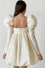 White puff sleeve mini dress