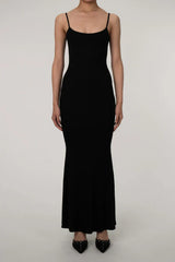 Black long dress with spaghetti straps