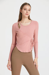 Breathable long sleeve wrap top